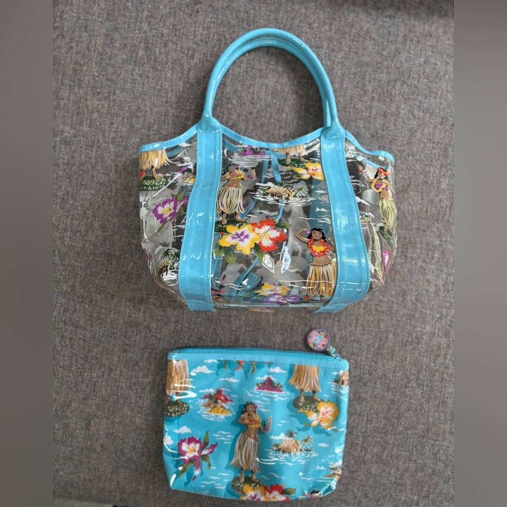 Nick & Nora clear Hawaiian print 2 piece handbag